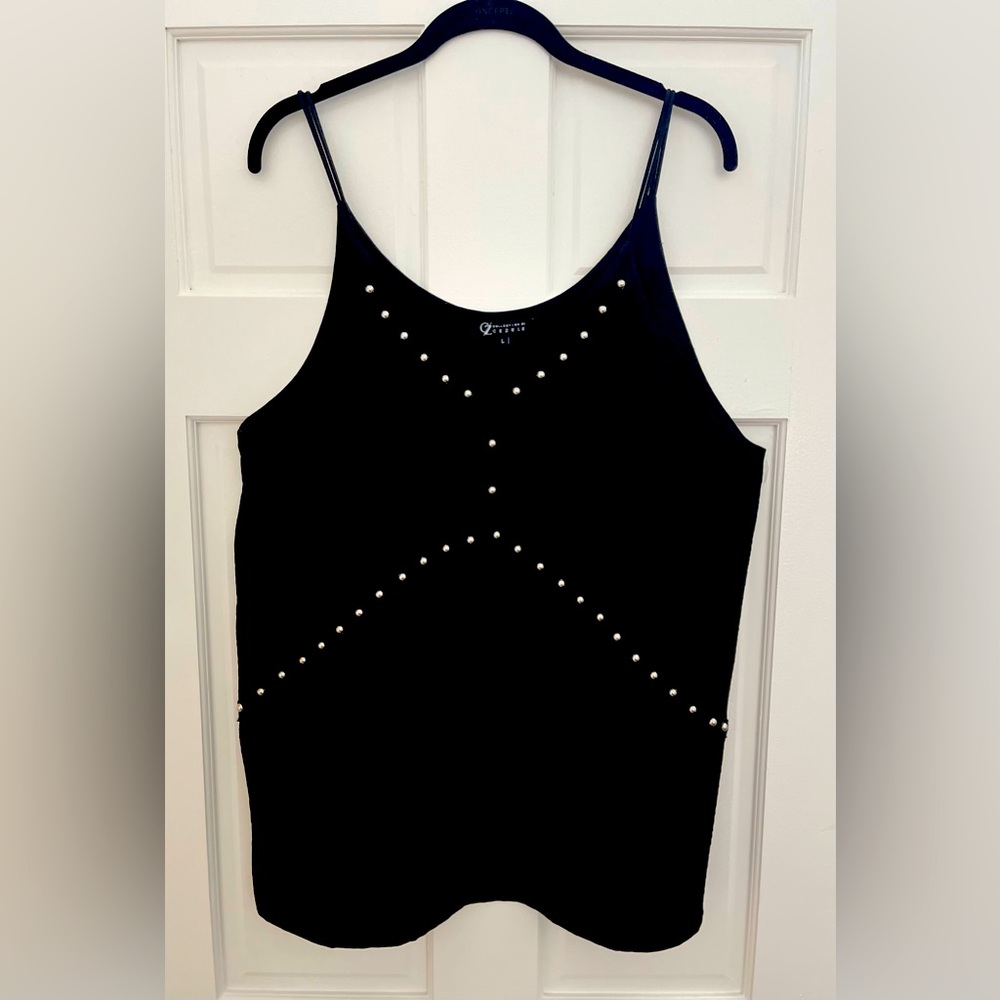 Collection by Cezele Black Studded Double Strap Tank